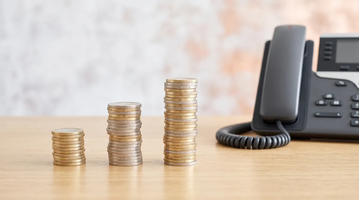 Pièces de monnaie posées sur un téléphone, symbole du prix du téléphone rose